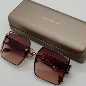 Bulgari Gold and Pink Geometric Sunglasses